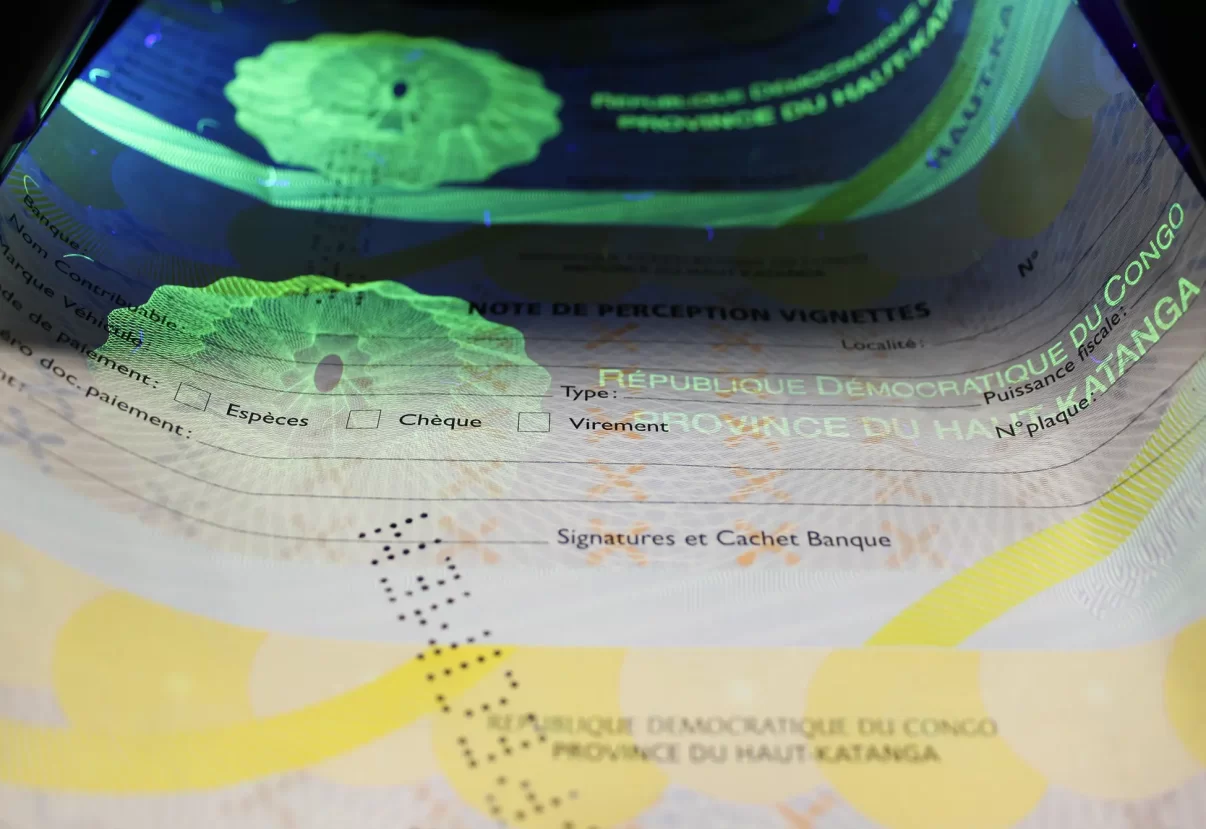 Group Joos security print invisible ink cheques